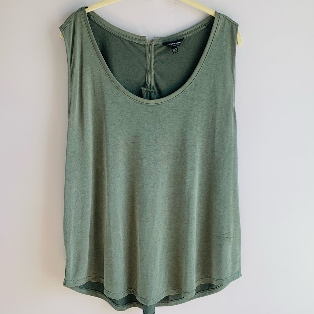 NWOT Lucky Brand Sleeveless Knit Top Sage Green Soft Office Business Casual XXL